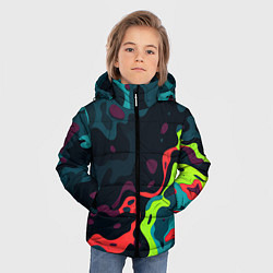 Куртка зимняя для мальчика Яркий кислотный абстрактный камуфляж, цвет: 3D-светло-серый — фото 2