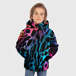 Куртка зимняя для мальчика Черные пятна на разноцветном фоне, цвет: 3D-черный — фото 2