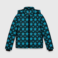 Зимняя куртка для мальчика Паттерн снежинки тёмно-бирюзовый