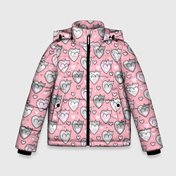 Куртка зимняя для мальчика Кошачьи сердечки, цвет: 3D-черный