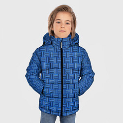 Куртка зимняя для мальчика Полосы в квадратах паттерн синий, цвет: 3D-светло-серый — фото 2
