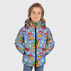 Куртка зимняя для мальчика Новогодний праздничный узор, цвет: 3D-светло-серый — фото 2