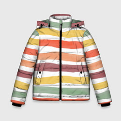 Куртка зимняя для мальчика Разноцветные полосы от руки, цвет: 3D-черный