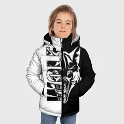 Куртка зимняя для мальчика Волк - чёрно белое, цвет: 3D-черный — фото 2