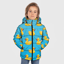 Куртка зимняя для мальчика Желтые резиновые уточки для ванны, цвет: 3D-красный — фото 2