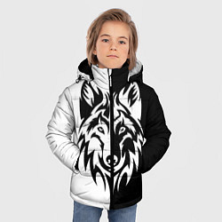 Куртка зимняя для мальчика Волк чёрно-белый, цвет: 3D-светло-серый — фото 2