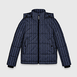 Куртка зимняя для мальчика Чёрный узор на серо-синем, цвет: 3D-светло-серый