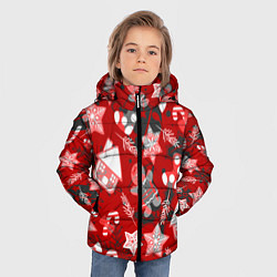 Куртка зимняя для мальчика Рождественские паттерны, цвет: 3D-черный — фото 2