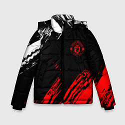 Куртка зимняя для мальчика ФК Манчестер Юнайтед спортивные краски, цвет: 3D-красный