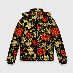 Куртка зимняя для мальчика Русский узор с позолотой, цвет: 3D-красный