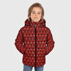 Куртка зимняя для мальчика Красные и чёрные треугольники, цвет: 3D-красный — фото 2