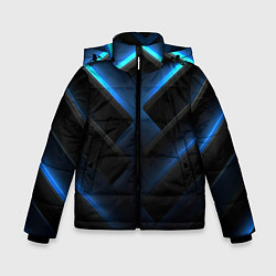 Зимняя куртка для мальчика Черный абстрактный фон и синие неоновые вставки