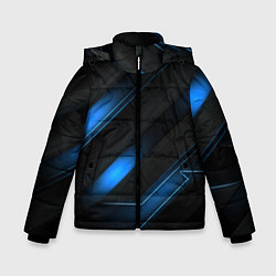 Зимняя куртка для мальчика Синий неоновый яркий свет на черном абстрактном фо