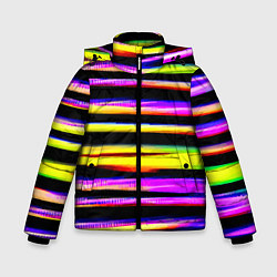 Зимняя куртка для мальчика Цветные неоновые полосы