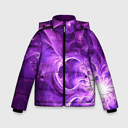Куртка зимняя для мальчика Фиолетовая фрактальная абстракция, цвет: 3D-черный
