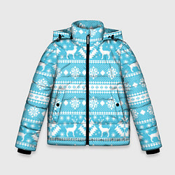 Куртка зимняя для мальчика Новый год ели и олени, цвет: 3D-светло-серый