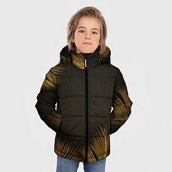 Куртка зимняя для мальчика Тонкие золотые листья на черном фоне, цвет: 3D-черный — фото 2