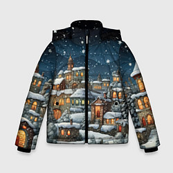 Куртка зимняя для мальчика Новогодний городок ночной, цвет: 3D-светло-серый