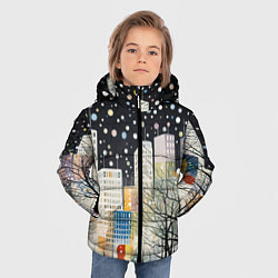 Куртка зимняя для мальчика Новогодний ночной город, цвет: 3D-черный — фото 2