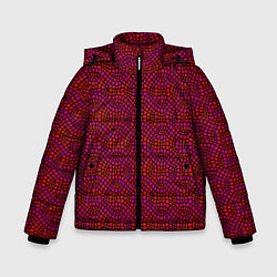 Куртка зимняя для мальчика Витражный паттерн оттенков красного, цвет: 3D-светло-серый