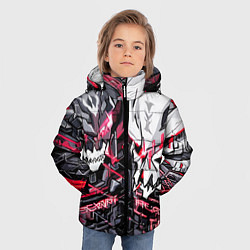 Куртка зимняя для мальчика Два черепа и красные полосы, цвет: 3D-красный — фото 2