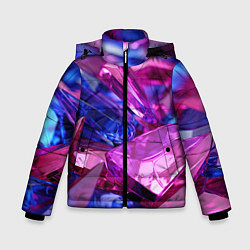 Куртка зимняя для мальчика Розовые и синие битые стекла, цвет: 3D-светло-серый