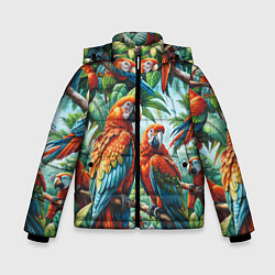 Куртка зимняя для мальчика Попугаи Ара - тропики джунгли, цвет: 3D-светло-серый