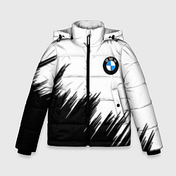 Куртка зимняя для мальчика BMW чёрные штрихи текстура, цвет: 3D-красный