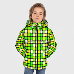 Куртка зимняя для мальчика Салатовые и белые квадраты, цвет: 3D-красный — фото 2