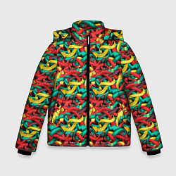 Куртка зимняя для мальчика Переплетающиеся стрелки, цвет: 3D-красный