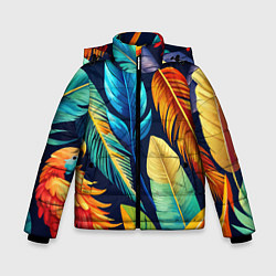 Куртка зимняя для мальчика Пёстрые пёрышки попугаев, цвет: 3D-светло-серый
