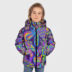 Куртка зимняя для мальчика Психоделические цветы, цвет: 3D-светло-серый — фото 2