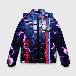 Куртка зимняя для мальчика Неоновый BMW, цвет: 3D-черный