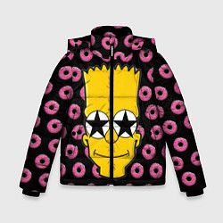 Зимняя куртка для мальчика Барт Симпсон на фоне пончиков