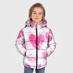 Куртка зимняя для мальчика Акварельные розовые сердечки, цвет: 3D-светло-серый — фото 2
