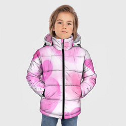 Куртка зимняя для мальчика Розовые сердечки акварель, цвет: 3D-красный — фото 2