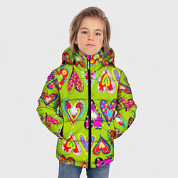 Куртка зимняя для мальчика Разноцветные сердца в мексиканском стиле, цвет: 3D-красный — фото 2