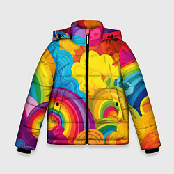 Куртка зимняя для мальчика Радужные яркие волны, цвет: 3D-светло-серый