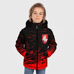 Куртка зимняя для мальчика Герб Белоруссии краски красные, цвет: 3D-красный — фото 2