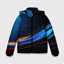 Зимняя куртка для мальчика Геометрическая абстракция черных и синих волн