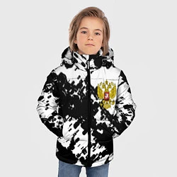 Куртка зимняя для мальчика Герб РФ краски чёрнобелый, цвет: 3D-черный — фото 2