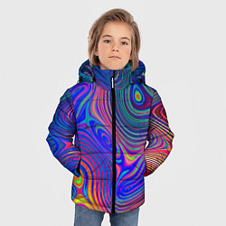 Куртка зимняя для мальчика Яркая абстракция волнистых линий, цвет: 3D-черный — фото 2