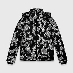 Куртка зимняя для мальчика Капли жидкого металла - камуфляж на чёрном, цвет: 3D-светло-серый