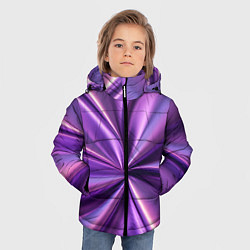 Куртка зимняя для мальчика Металлический фиолетовый атлас ткань, цвет: 3D-светло-серый — фото 2
