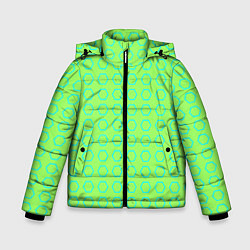 Куртка зимняя для мальчика Неоновый салатовый с шестигранниками циан, цвет: 3D-светло-серый