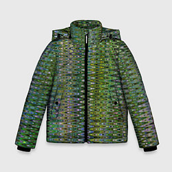 Куртка зимняя для мальчика Волнистый зигзаг зеленый с переливами цветными, цвет: 3D-черный