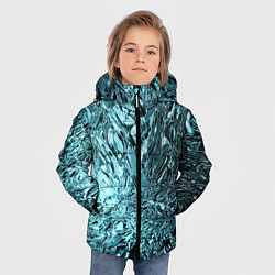 Куртка зимняя для мальчика Эффект жидкого стекла бирюзовый, цвет: 3D-черный — фото 2