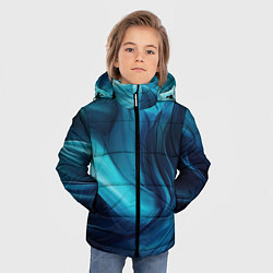 Куртка зимняя для мальчика Синяя абстракция в виде волн, цвет: 3D-светло-серый — фото 2