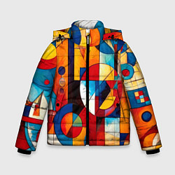Куртка зимняя для мальчика Абстракция из ярких цветов и геометрических фигур, цвет: 3D-светло-серый