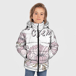 Куртка зимняя для мальчика Надпись мама и нежные цветы, цвет: 3D-красный — фото 2